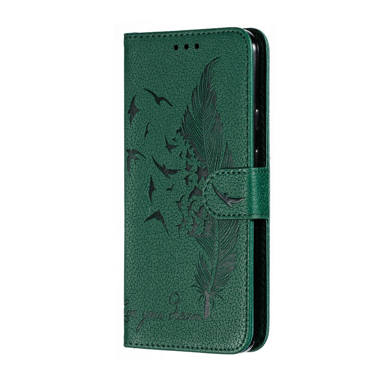 Feather Pattern Litchi Texture Horizontal Flip Leather Case with Wallet & Holder & Card Slots For Google Pixel 3a XL