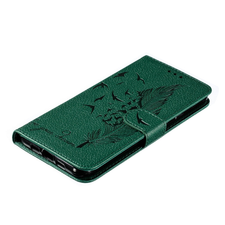 Feather Pattern Litchi Texture Horizontal Flip Leather Case with Wallet & Holder & Card Slots For Google Pixel 3a XL