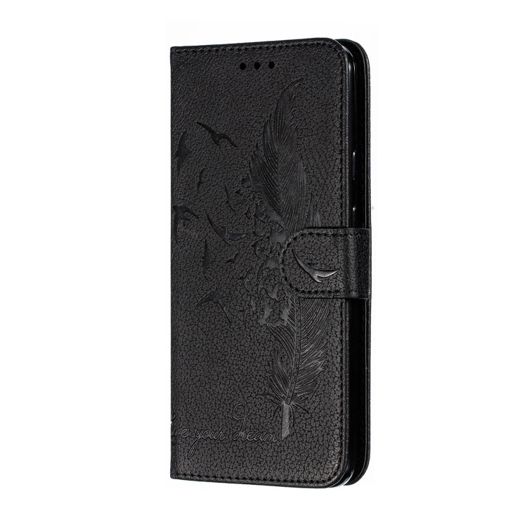 Feather Pattern Litchi Texture Horizontal Flip Leather Case with Wallet & Holder & Card Slots For Google Pixel 3a XL