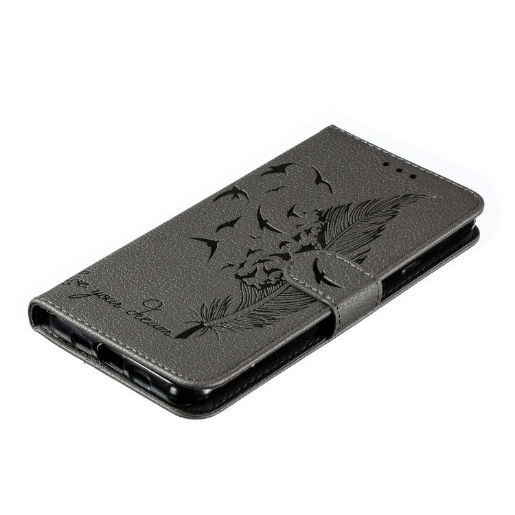 Feather Pattern Litchi Texture Horizontal Flip Leather Case with Wallet & Holder & Card Slots For Google Pixel 3a XL