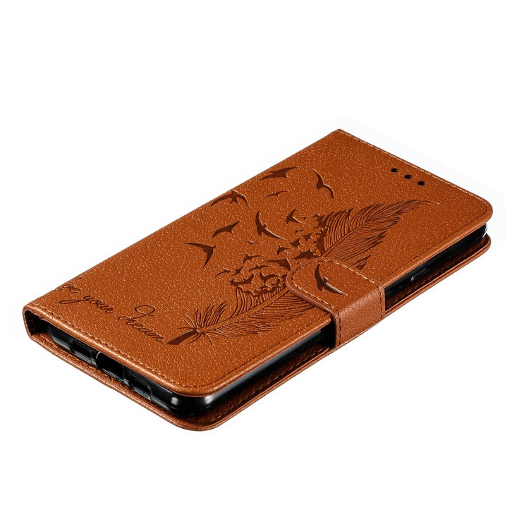 Feather Pattern Litchi Texture Horizontal Flip Leather Case with Wallet & Holder & Card Slots For Google Pixel 3a XL