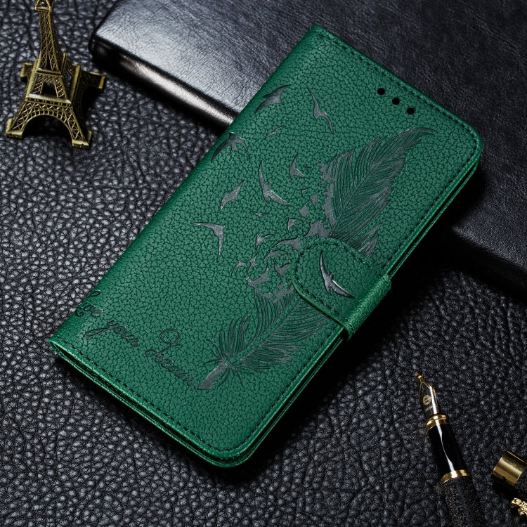 Feather Pattern Litchi Texture Horizontal Flip Leather Case with Wallet & Holder & Card Slots For Google Pixel 4