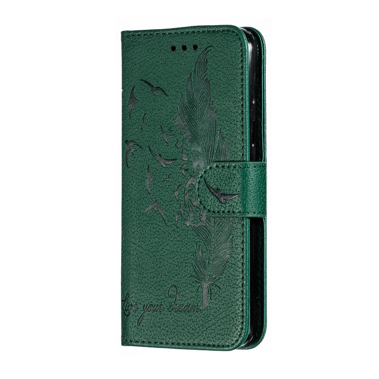 Feather Pattern Litchi Texture Horizontal Flip Leather Case with Wallet & Holder & Card Slots For Google Pixel 4