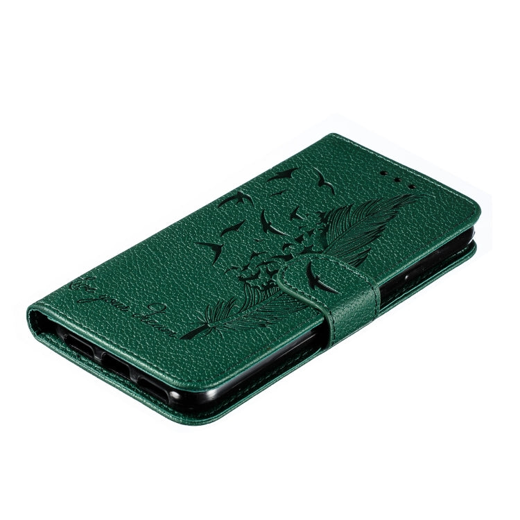 Feather Pattern Litchi Texture Horizontal Flip Leather Case with Wallet & Holder & Card Slots For Google Pixel 4