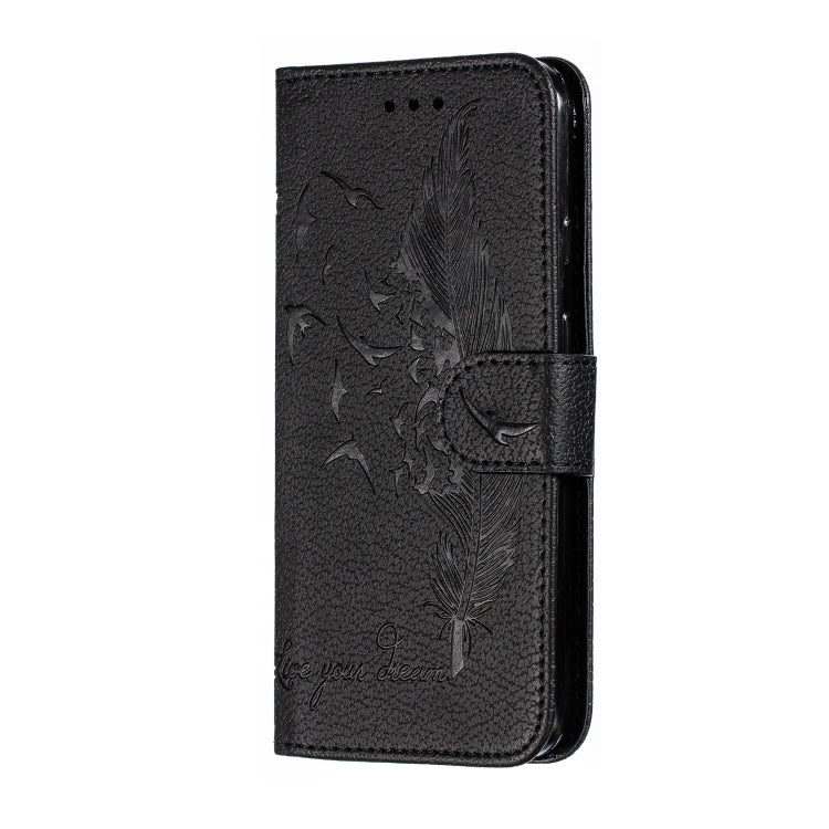 Feather Pattern Litchi Texture Horizontal Flip Leather Case with Wallet & Holder & Card Slots For Google Pixel 4