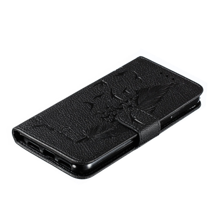 Feather Pattern Litchi Texture Horizontal Flip Leather Case with Wallet & Holder & Card Slots For Google Pixel 4