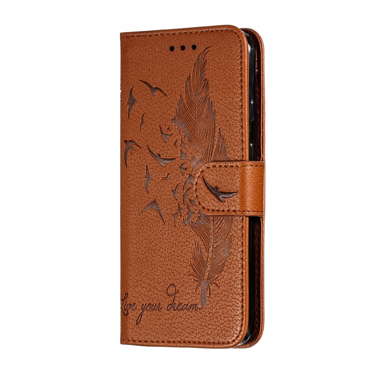 Feather Pattern Litchi Texture Horizontal Flip Leather Case with Wallet & Holder & Card Slots For Google Pixel 4