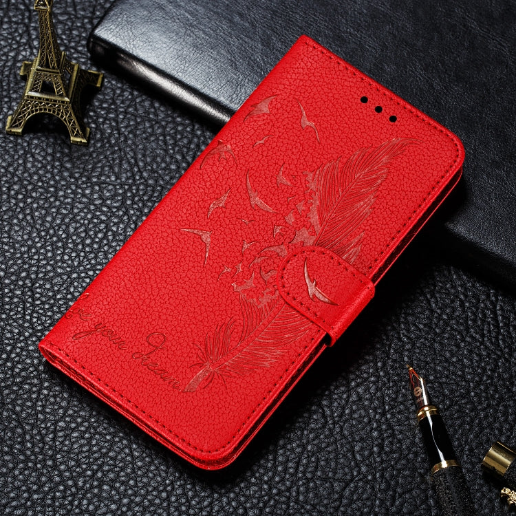 Feather Pattern Litchi Texture Horizontal Flip Leather Case with Wallet & Holder & Card Slots For Xiaomi Redmi 7