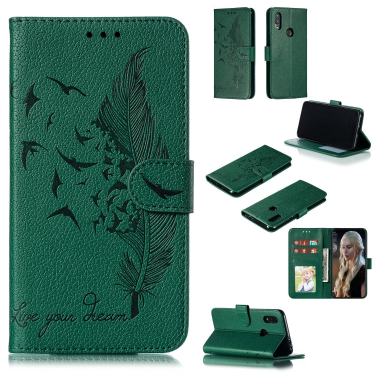 Feather Pattern Litchi Texture Horizontal Flip Leather Case with Wallet & Holder & Card Slots For Xiaomi Redmi 7