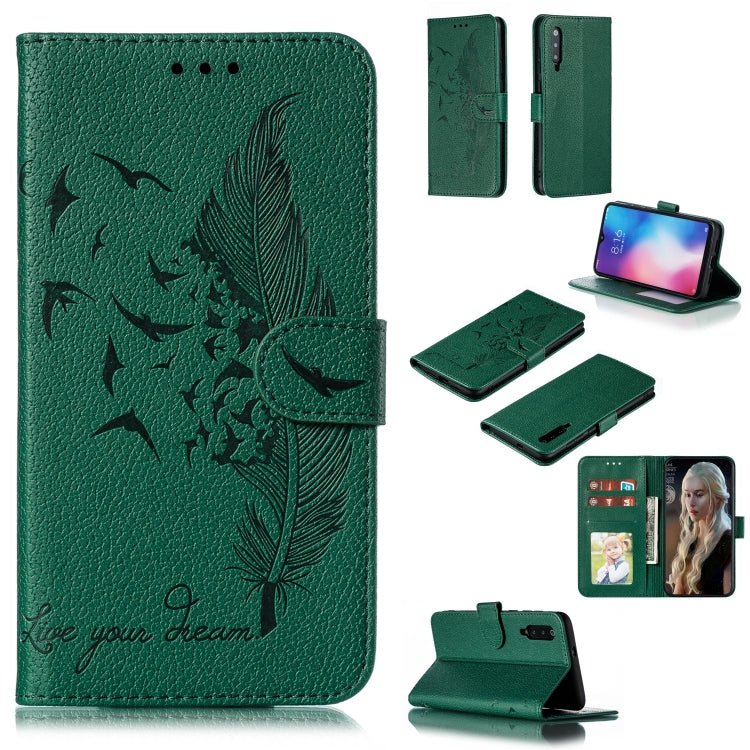 Feather Pattern Litchi Texture Horizontal Flip Leather Case with Wallet & Holder & Card Slots For Xiaomi Mi 9