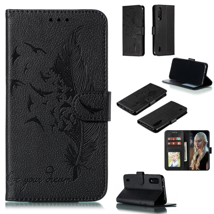 Feather Pattern Litchi Texture Horizontal Flip Leather Case with Wallet & Holder & Card Slots For Xiaomi Mi CC9