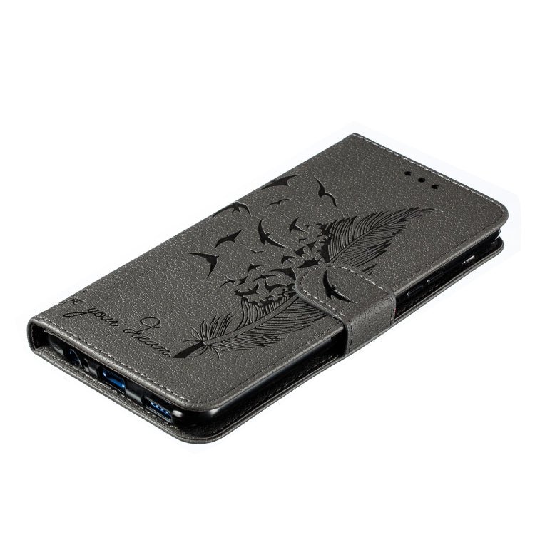 Feather Pattern Litchi Texture Horizontal Flip Leather Case with Wallet & Holder & Card Slots For Huawei P Smart Z / Y9 Prime (2019)