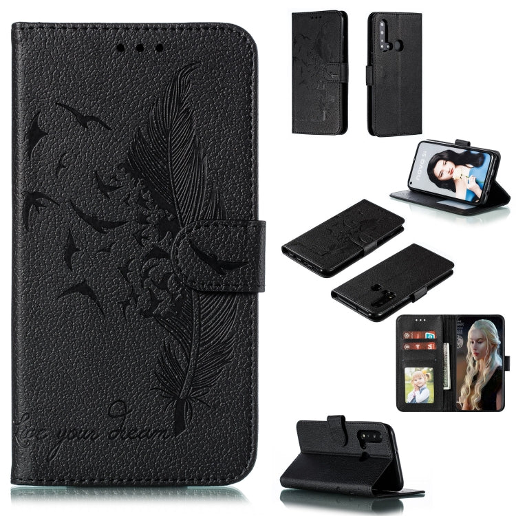 Feather Pattern Litchi Texture Horizontal Flip Leather Case with Wallet & Holder & Card Slots For Huawei P20 Lite (2019) / Nova 5i