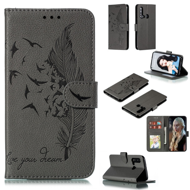 Feather Pattern Litchi Texture Horizontal Flip Leather Case with Wallet & Holder & Card Slots For Huawei P20 Lite (2019) / Nova 5i
