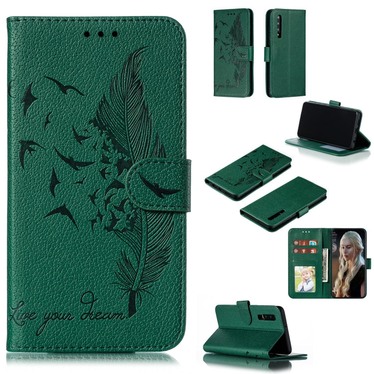Feather Pattern Litchi Texture Horizontal Flip Leather Case with Wallet & Holder & Card Slots For Huawei P30