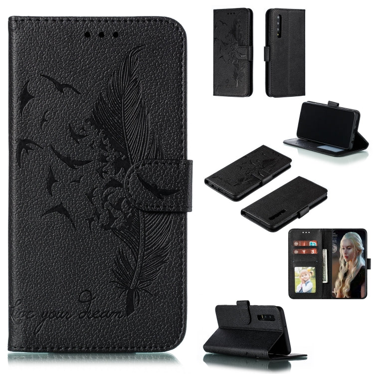 Feather Pattern Litchi Texture Horizontal Flip Leather Case with Wallet & Holder & Card Slots For Huawei P30
