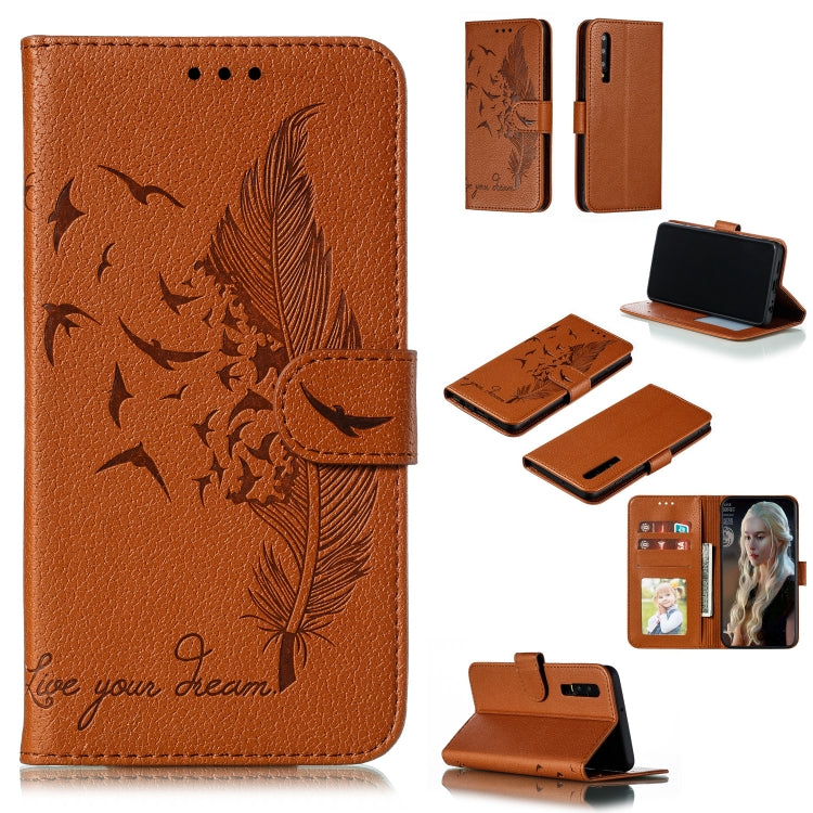 Feather Pattern Litchi Texture Horizontal Flip Leather Case with Wallet & Holder & Card Slots For Huawei P30