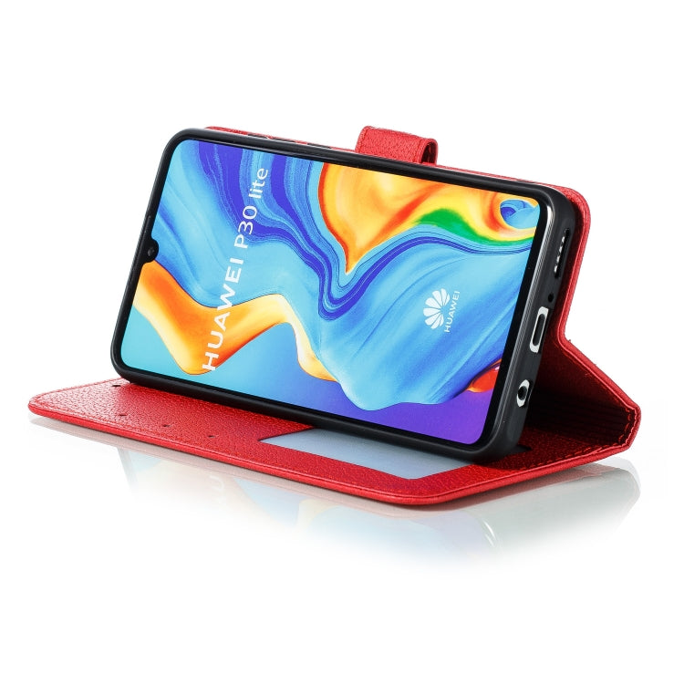 Feather Pattern Litchi Texture Horizontal Flip Leather Case with Wallet & Holder & Card Slots For Huawei P30 Lite