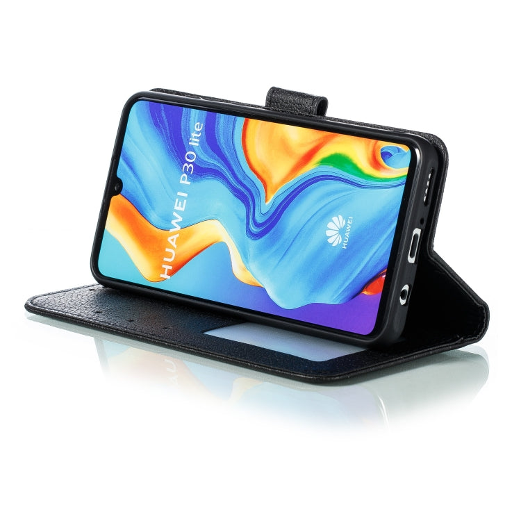 Feather Pattern Litchi Texture Horizontal Flip Leather Case with Wallet & Holder & Card Slots For Huawei P30 Lite