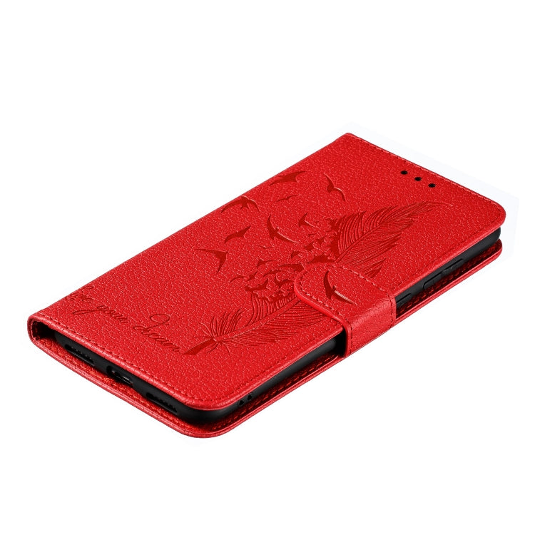 Feather Pattern Litchi Texture Horizontal Flip Leather Case with Wallet & Holder & Card Slots For Huawei Y7 (2019)