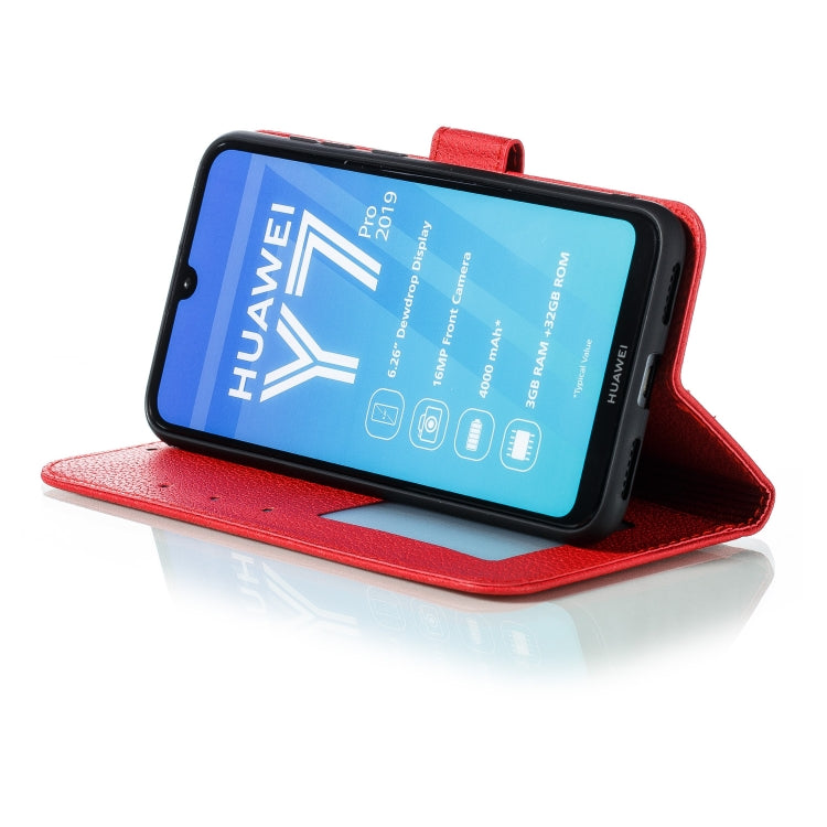 Feather Pattern Litchi Texture Horizontal Flip Leather Case with Wallet & Holder & Card Slots For Huawei Y7 (2019)