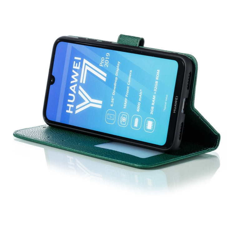 Feather Pattern Litchi Texture Horizontal Flip Leather Case with Wallet & Holder & Card Slots For Huawei Y7 (2019)