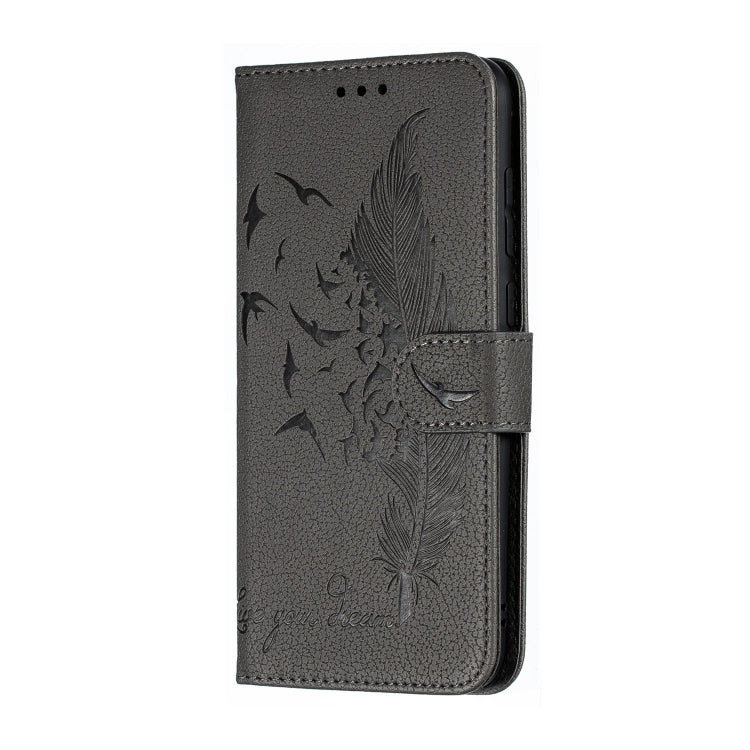 Feather Pattern Litchi Texture Horizontal Flip Leather Case with Wallet & Holder & Card Slots For Huawei Y7 (2019)