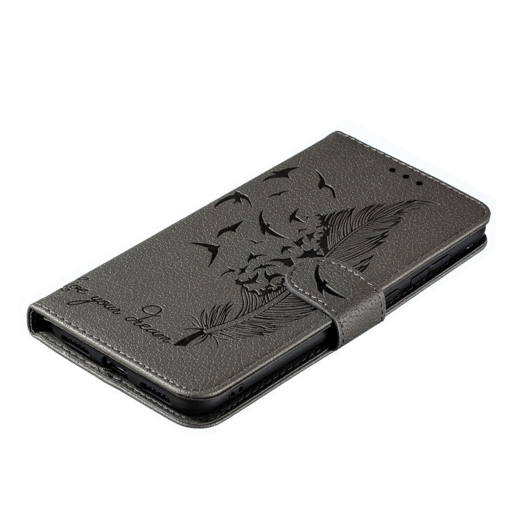 Feather Pattern Litchi Texture Horizontal Flip Leather Case with Wallet & Holder & Card Slots For Huawei Y7 (2019)