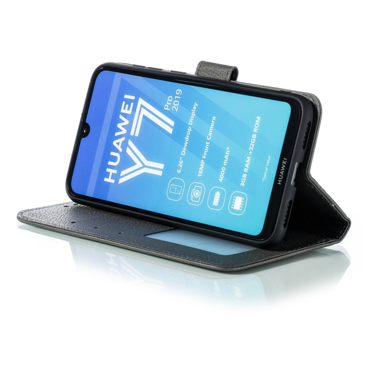 Feather Pattern Litchi Texture Horizontal Flip Leather Case with Wallet & Holder & Card Slots For Huawei Y7 (2019)