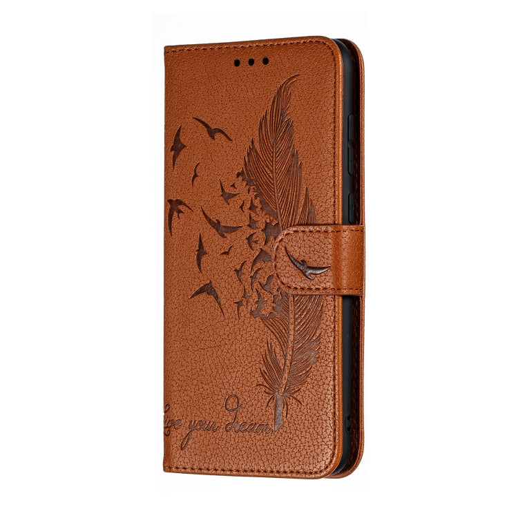 Feather Pattern Litchi Texture Horizontal Flip Leather Case with Wallet & Holder & Card Slots For Huawei Y7 (2019)