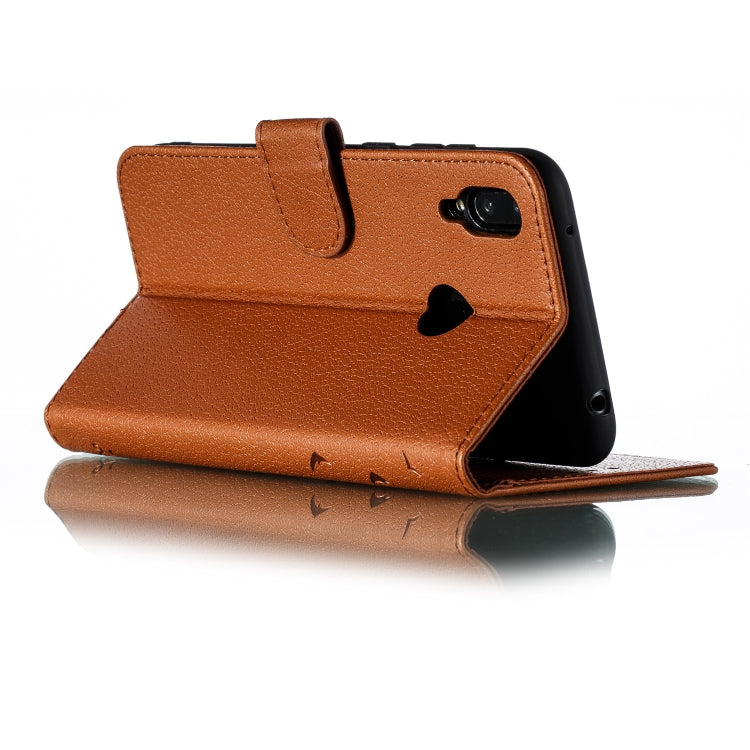 Feather Pattern Litchi Texture Horizontal Flip Leather Case with Wallet & Holder & Card Slots For Huawei Y7 (2019)