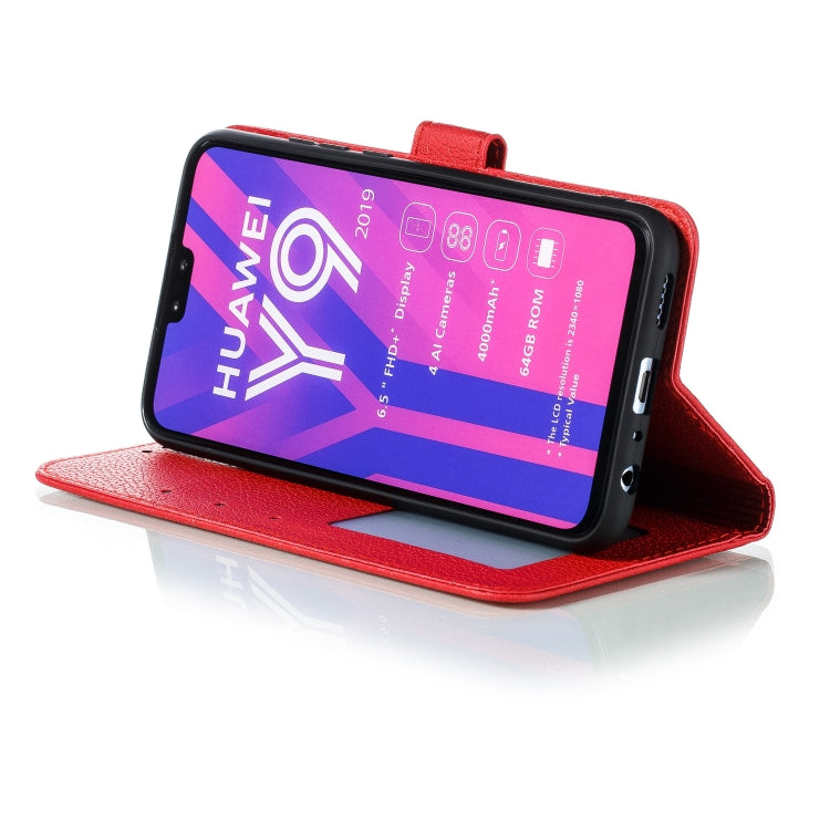 Feather Pattern Litchi Texture Horizontal Flip Leather Case with Wallet & Holder & Card Slots For Huawei Y9 (2019)