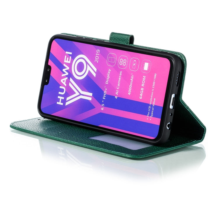 Feather Pattern Litchi Texture Horizontal Flip Leather Case with Wallet & Holder & Card Slots For Huawei Y9 (2019)