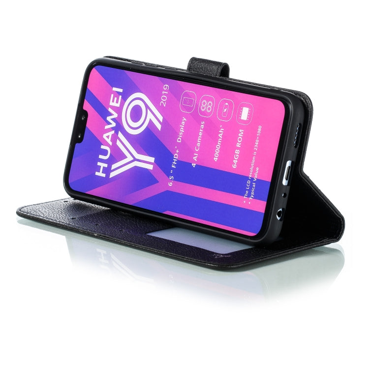 Feather Pattern Litchi Texture Horizontal Flip Leather Case with Wallet & Holder & Card Slots For Huawei Y9 (2019)