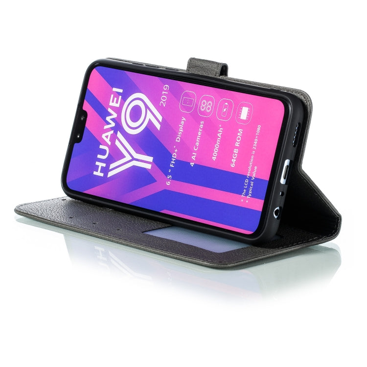 Feather Pattern Litchi Texture Horizontal Flip Leather Case with Wallet & Holder & Card Slots For Huawei Y9 (2019)
