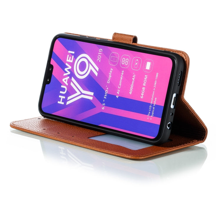 Feather Pattern Litchi Texture Horizontal Flip Leather Case with Wallet & Holder & Card Slots For Huawei Y9 (2019)
