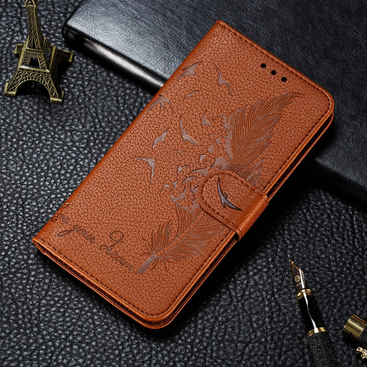 Feather Pattern Litchi Texture Horizontal Flip Leather Case with Wallet & Holder & Card Slots For Huawei Honor 9X Pro