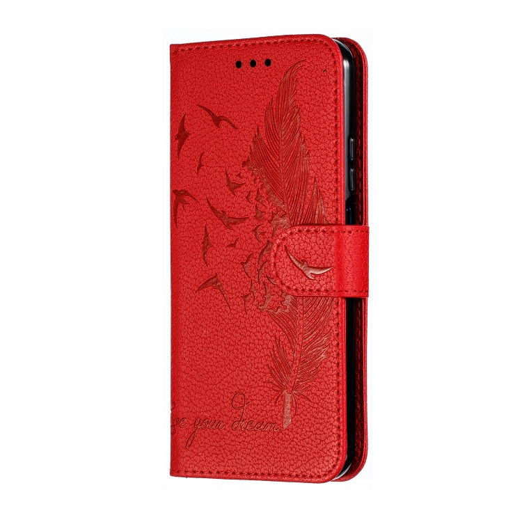 Feather Pattern Litchi Texture Horizontal Flip Leather Case with Wallet & Holder & Card Slots For Huawei Honor 20