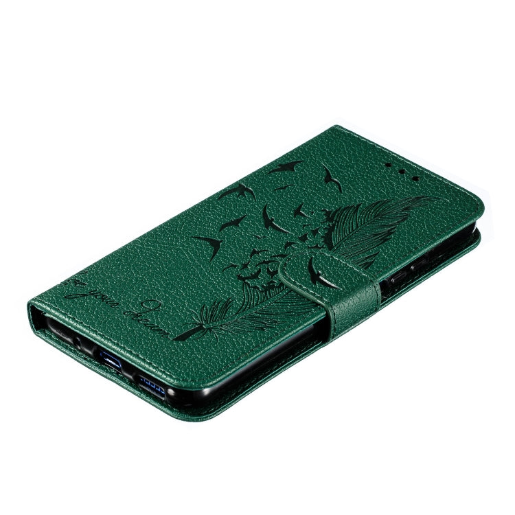 Feather Pattern Litchi Texture Horizontal Flip Leather Case with Wallet & Holder & Card Slots For Huawei Honor 20