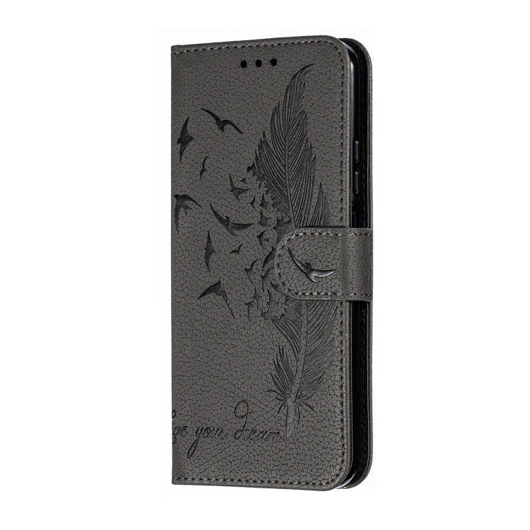 Feather Pattern Litchi Texture Horizontal Flip Leather Case with Wallet & Holder & Card Slots For Huawei Honor 20