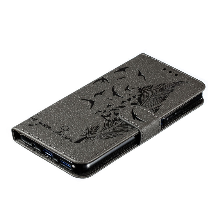 Feather Pattern Litchi Texture Horizontal Flip Leather Case with Wallet & Holder & Card Slots For Huawei Honor 20