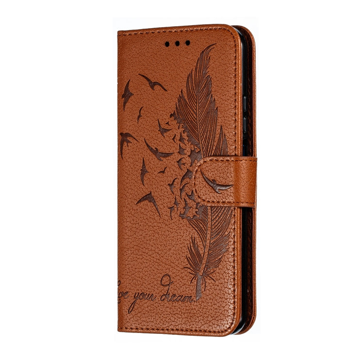 Feather Pattern Litchi Texture Horizontal Flip Leather Case with Wallet & Holder & Card Slots For Huawei Honor 20