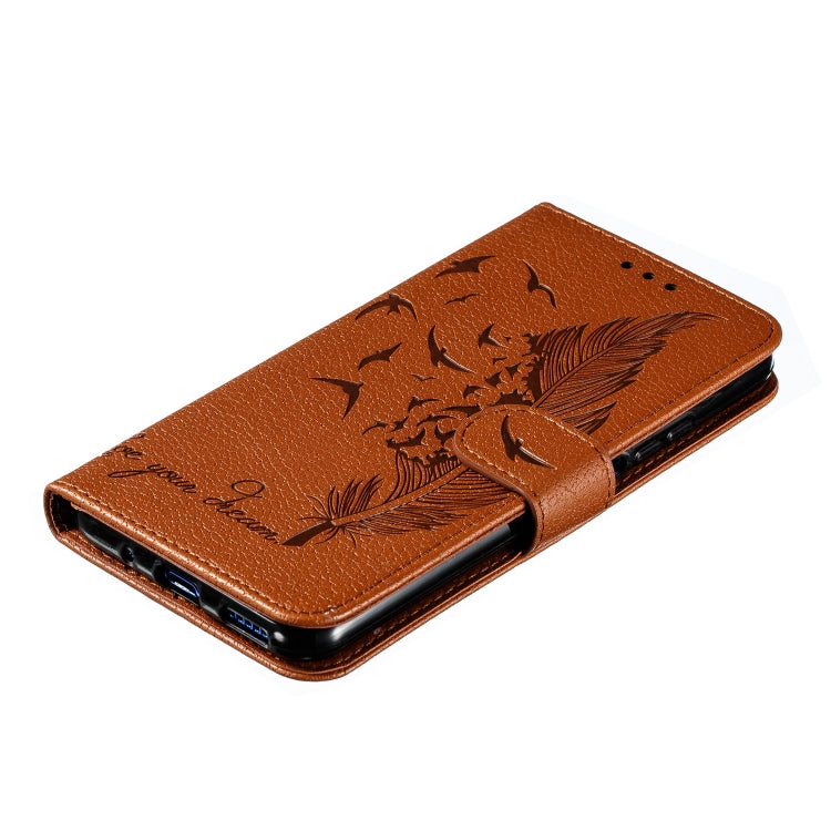 Feather Pattern Litchi Texture Horizontal Flip Leather Case with Wallet & Holder & Card Slots For Huawei Honor 20