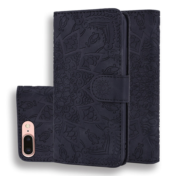Calf Pattern Double Folding Design Embossed Leather Case with Wallet & Holder & Card Slots for iPhone 8 Plus & 7 Plus