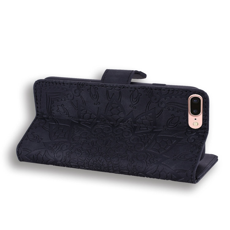 Calf Pattern Double Folding Design Embossed Leather Case with Wallet & Holder & Card Slots for iPhone 8 Plus & 7 Plus