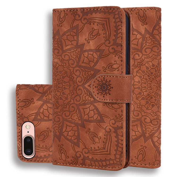 Calf Pattern Double Folding Design Embossed Leather Case with Wallet & Holder & Card Slots for iPhone 8 Plus & 7 Plus
