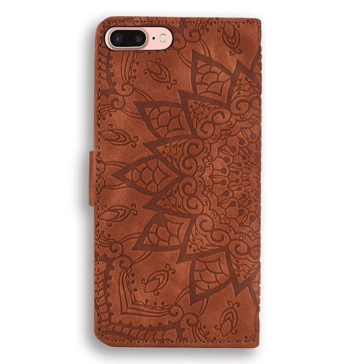 Calf Pattern Double Folding Design Embossed Leather Case with Wallet & Holder & Card Slots for iPhone 8 Plus & 7 Plus