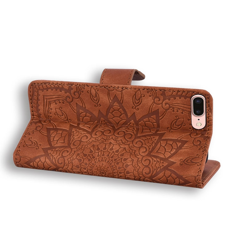 Calf Pattern Double Folding Design Embossed Leather Case with Wallet & Holder & Card Slots for iPhone 8 Plus & 7 Plus