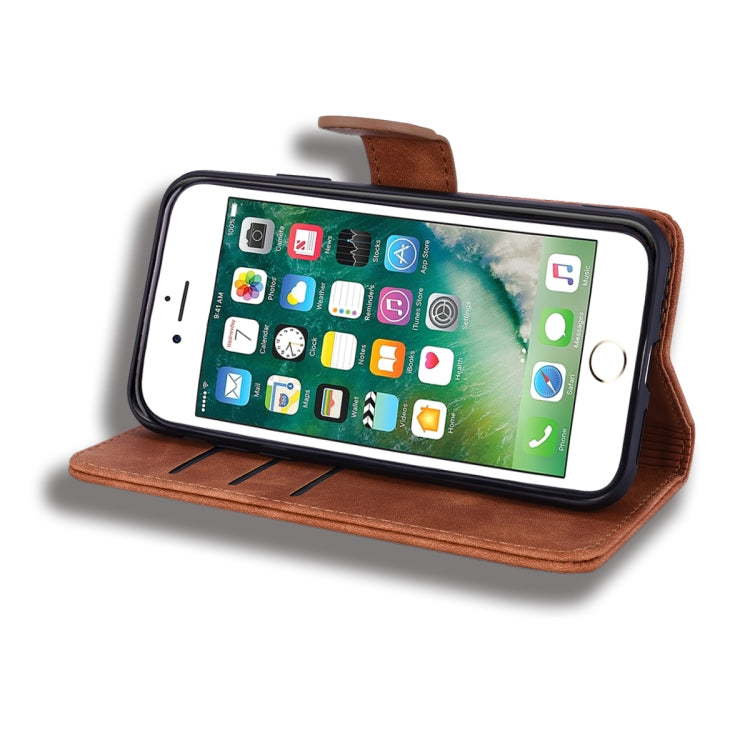 Calf Pattern Double Folding Design Embossed Leather Case with Wallet & Holder & Card Slots for iPhone 8 Plus & 7 Plus