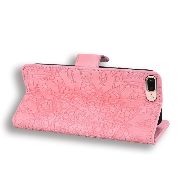 Calf Pattern Double Folding Design Embossed Leather Case with Wallet & Holder & Card Slots for iPhone 8 Plus & 7 Plus
